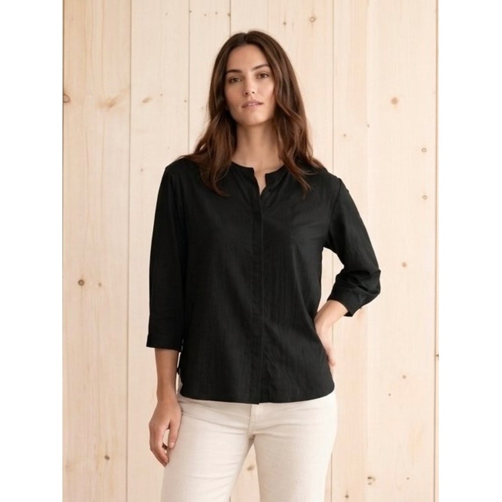 Jenni Kayne James Cotton Button Down Blouse in Black Size XS